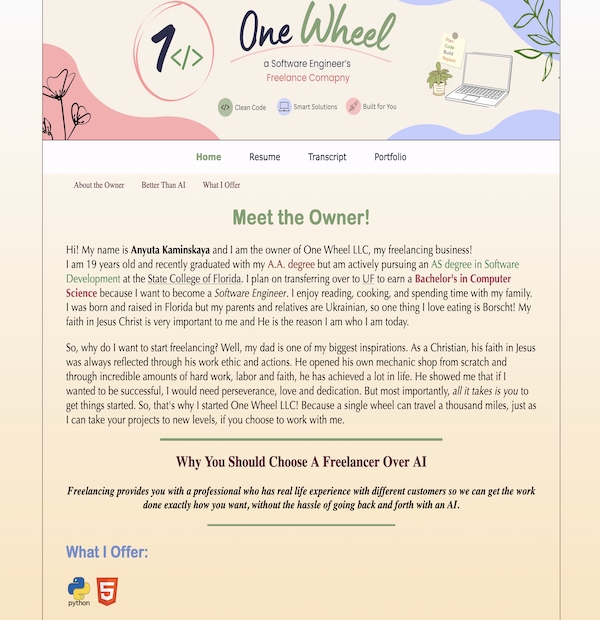 Screenshot of my personal website